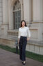 MaxMara 2025春夏女裝綿羊毛抽繩長(cháng)褲9131045106深藍色38 曬單實(shí)拍圖