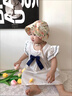 文枝新生嬰幼兒帽子春夏季薄款0-3-6-12個月女寶寶棉遮陽兒童帽初生 小湫米色宮廷帽 帽圍40-48cm （建議3-20個月） 曬單實拍圖