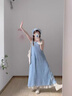 樂(lè )雅秀法式紫色吊帶連衣裙子女夏季海邊度假風(fēng)長(cháng)裙夏裝多巴胺搭配一整套 藍色罩衫裙蕾絲吊帶裙 L 105-115斤 曬單實(shí)拍圖