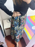 她池氣質(zhì)半身裙2025夏裝新款女裝印花一片式系帶高腰中長(zhǎng)裙T32D0025B 曬單實(shí)拍圖
