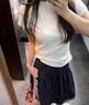 嬌茹妮正肩圓領(lǐng)短袖t恤女裝夏季2025年新款棉修身低基礎(chǔ)款打底衫上衣 白色 L （98—118斤） 曬單實(shí)拍圖