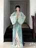 醉玉春夏日常漢服女戰國袍復原拖尾印花仙氣清冷風(fēng)復古飄逸套裝 拖地款（里衣 外衣 襯裙 腰封） L 曬單實(shí)拍圖