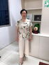 俞兆林（YUZHAOLIN）媽媽夏裝套裝時(shí)尚闊太太雪紡T恤小衫中老年女短袖休閑上衣兩件套 米色 2XL （建議100-115斤） 曬單實(shí)拍圖