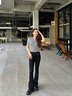 Calvin KleinJeans25春夏新款女士復(fù)古懷舊微彈ck高腰喇叭褲牛仔褲47B948G CLT-牛仔黑 25 曬單實(shí)拍圖