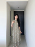 布符（Cloth Fu）布符2025年夏季新款S型長款旗袍經(jīng)典立領(lǐng)修身顯瘦氣質(zhì)中式女裝 黃格花影 L 曬單實(shí)拍圖