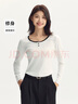 森馬（Semir）長(zhǎng)袖T恤女短款撞色打底衫簡(jiǎn)約風(fēng)秋季假兩件修身衣服101524101005 曬單實(shí)拍圖