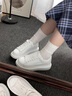 森馬女鞋2025夏季新款莆田潮牌真皮百搭休閑板鞋女學生厚底增高小白鞋 白色 38 曬單實拍圖