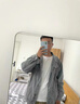肯奈迪牛仔外套男春秋款男裝港風(fēng)潮流寬松夾克上衣秋季外衣痞帥工裝衣服 淺藍(lán)色-牛仔外套-翻領(lǐng)款 2XL 【164-170cm】 曬單實(shí)拍圖