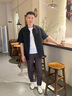 卡賓（CABBEEN）【棋盤格】男裝 肌理感襯衫精致襯衣型外套上衣短袖夏季通勤 煤黑色01 XL /180/52 曬單實拍圖