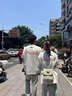 安初夏重磅純棉刺繡短袖t恤男夏季寬松美式高街潮牌情侶裝半袖小眾上衣 白象灰【紅色字母】精梳純棉 XL 115-135斤 曬單實拍圖