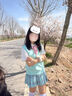 閃動(dòng)少女（SHANDONGSHAONV）JK制服jk日系校供學(xué)生馬甲疊穿格裙毛衣背心套裝學(xué)院風(fēng)針織衫上衣 v湖藍(lán)背心+長袖+璃海+粉波點(diǎn)領(lǐng)結(jié) M 曬單實(shí)拍圖