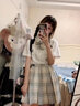 CEENIU2025夏新款jk制服套裝女百褶裙日系甜美學(xué)院風(fēng)高腰半身裙小個(gè)子 檸檬海鹽 （裙子+短袖襯衫+領(lǐng)結(jié)） S （80-95斤） 曬單實(shí)拍圖