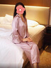 金三塔重磅真絲睡衣女100%桑蠶絲簡(jiǎn)約帶胸墊防走光絲綢睡衣情人節禮物 柔紫色 M 曬單實(shí)拍圖