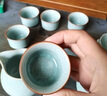 器酋  高檔汝窯功夫茶具套裝陶瓷冰花釉茶壺蓋碗禮盒中秋禮物送人禮品 10頭冰花釉西施壺套裝（羅漢杯） 曬單實(shí)拍圖