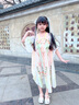 芭米諾女童漢服連衣裙夏季古風(fēng)超仙2024新款小女孩裙子夏裝兒童公主裙夏 橘色 110 曬單實(shí)拍圖