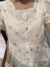 DGOV韓版寬松短袖雪紡遮肚子雪紡衫方領(lǐng)碎花上女夏季2025新款襯衫 黃花（zt） L 85-100斤 曬單實(shí)拍圖