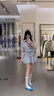 艾美琦美（AIMEIQIMEI）新款連衣裙女裝甜美學(xué)院風(fēng)2025年夏季小個(gè)子收腰顯瘦襯衫短裙子女 藍(lán)色 M 曬單實(shí)拍圖