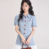 丹珠娜（DanZhuNa）法式連衣裙2025秋季女裝千金風(fēng)穿搭顯瘦假兩件拼接襯衫牛仔短裙子 牛仔裙 S 曬單實(shí)拍圖