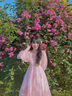 鉑朗尼奧公主裙成人蓬蓬裙拖尾高級甜美生日裙泡泡袖連衣裙海邊沙灘禮服裙 粉紅色 M 曬單實(shí)拍圖