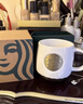星巴克（Starbucks）杯子辦公咖啡杯陶瓷大容量水杯純色銅章馬克杯帶蓋情侶中秋節禮物 白色單杯原盒裝 曬單實(shí)拍圖