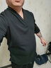恒源祥中國風男裝夏季復古風冰絲t恤短袖男士套裝日常V領中式漢服七分袖 灰色套裝（送父親首選） 【品牌高檔】 2XL 建議140-160斤 曬單實拍圖