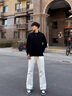 POUM白色牛仔褲男春秋季美式高街vibe直筒修身百搭彎刀微喇牛仔褲子 DFFS-752白色 XL 曬單實拍圖