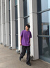 卡賓（CABBEEN）【重磅水洗】男裝短袖t恤2025夏季新款純棉潮流寬松圓領(lǐng)上衣 深紫色59（寬松版型） L /175/50 曬單實(shí)拍圖