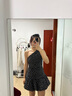 UR2025春季新款女碎花斜肩領褶皺超短款花苞連衣裙UWG750014 黑色印花 (偏短) M 曬單實拍圖