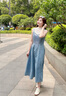 歌力思（ELLASSAY）2025夏季新款棉氣質(zhì)設(shè)計(jì)感蕾絲拼接牛仔吊帶連衣裙女EWE361N01900 牛仔藍(lán) XS 曬單實(shí)拍圖