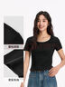 森馬（Semir）[商場(chǎng)同款]短袖T恤女短款涼感緊身2025夏大圓領(lǐng)上衣101325100006 曬單實(shí)拍圖