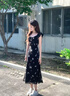 FSHE感法式小飛袖碎花連衣裙子女裝2025新款早春穿搭黑色收腰長裙 黑色連衣裙【開春氣質(zhì)穿搭/輕奢 L 55/60kg 曬單實(shí)拍圖