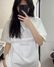 嬌茹妮純棉國(guó)潮字母印花短袖t恤女學(xué)生寬松白色百搭情侶班服半袖上衣服 白色【260克100%高品質(zhì)純棉】 XL (125—140斤） 曬單實(shí)拍圖