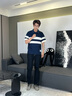 GXG男裝【涼感】 條紋拼色polo衫短袖男商務(wù)拼接上衣 25夏新品 藏青色 L 曬單實(shí)拍圖