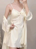 幽悉（YOUXI）性感真絲睡衣女春夏新款高級(jí)感100%桑蠶絲吊帶睡裙睡袍家居服套裝 棗紅色吊帶睡裙+外袍+腰帶 L :(105-120)斤 曬單實(shí)拍圖