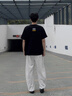 陌汀2025新款潮牌夏季港風圓領短袖t恤男士衫ins復古純棉寬松大碼上衣 黑色 0013 XL 曬單實拍圖