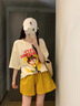 兜兜王國童裝女童套裝夏季兒童短袖套裝中大童夏裝短袖印花兩件套女孩衣服 黃色 150 曬單實(shí)拍圖