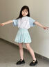 OVE女童花苞裙春秋2025新款藍色兒童半身裙夏季超好看中大童夏裝裙子 6016藍色 120 cm 曬單實(shí)拍圖