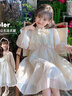 皮爾卡丹（pierre cardin）童裝女童連衣裙夏季2025新款春秋裝兒童公主裙中大童中式珍珠裙子 春秋款米白色aggskqm 130 曬單實(shí)拍圖