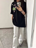 楠笙記青少年白色彎刀牛仔褲男款高個(gè)子加長(zhǎng)vibe褲子直筒不貼腿微喇褲 白色 XL 曬單實(shí)拍圖