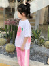 G.DUCKKIDS童裝女童套裝夏季新款兒童運動(dòng)裝中大童短袖防蚊褲女孩夏天衣服洋 粉色 150 尺碼11~12歲【140-150cm】cm 曬單實(shí)拍圖