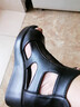 啄木鳥(niǎo)夏季厚底涼鞋女透氣網(wǎng)紗鞋鏤空網(wǎng)靴坡跟魚(yú)嘴鞋女真皮防滑羅馬涼靴 黑色(粗網(wǎng)紗款) 36 曬單實(shí)拍圖