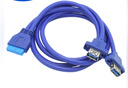 一葉蘭 USB3.0前置面板線 擋板線 19針/20Pin轉(zhuǎn)2口usb3.0轉(zhuǎn)接線帶耳朵 DIY機(jī)箱 藍(lán)色 0.75米 曬單實(shí)拍圖