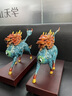 古瑤全銅風(fēng)火麒麟擺件招財(cái)客廳裝飾擺件家居飾品搬家禮物喬遷新居禮品 冰裂藍(lán)大號(hào)一對(duì) 曬單實(shí)拍圖