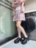 星期六（St&Sat）寬腳小皮鞋女2025春秋季新款厚底英倫單鞋配裙子JK系帶圓頭樂福鞋 黑色 38 曬單實(shí)拍圖