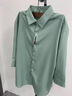 羅蒙冰絲七分短袖襯衫男裝夏季抗皺涼感男士寬松休閑半中袖襯衣上衣服 630綠色 XL 曬單實(shí)拍圖