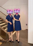 AEMAPE職業(yè)西裝連衣裙女士夏季短袖雙排扣收腰氣質(zhì)女神范正裝面試工作服藏青色連衣裙2XL 119-126斤 曬單實(shí)拍圖