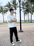 卡賓（CABBEEN）【四面彈】休閑褲男時(shí)尚潮流反光銀印花褲子潮牌春秋長(zhǎng)褲子男褲 煤黑色01 L /175/50 曬單實(shí)拍圖