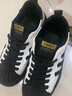Diggorl品牌男鞋秋季新款皮面透氣三道杠純色貝殼頭潮牌輕奢休閑板鞋子男 白黑 40 （標準皮鞋碼） 曬單實(shí)拍圖