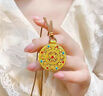 中國黃金（CHINA GOLD）八寶羅盤黃金項鏈女國風百搭足金圓盤吊墜首飾七夕禮物送老婆女友 【中金禮盒】八寶羅盤項鏈【棕繩】 約3.4g 曬單實拍圖