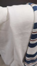 NORYBRAND  復古條紋撞色領(lǐng)口字母刺繡圓領(lǐng)T恤 寬松運動(dòng)長(cháng)袖上衣 白卡藍三色條紋 S 曬單實(shí)拍圖
